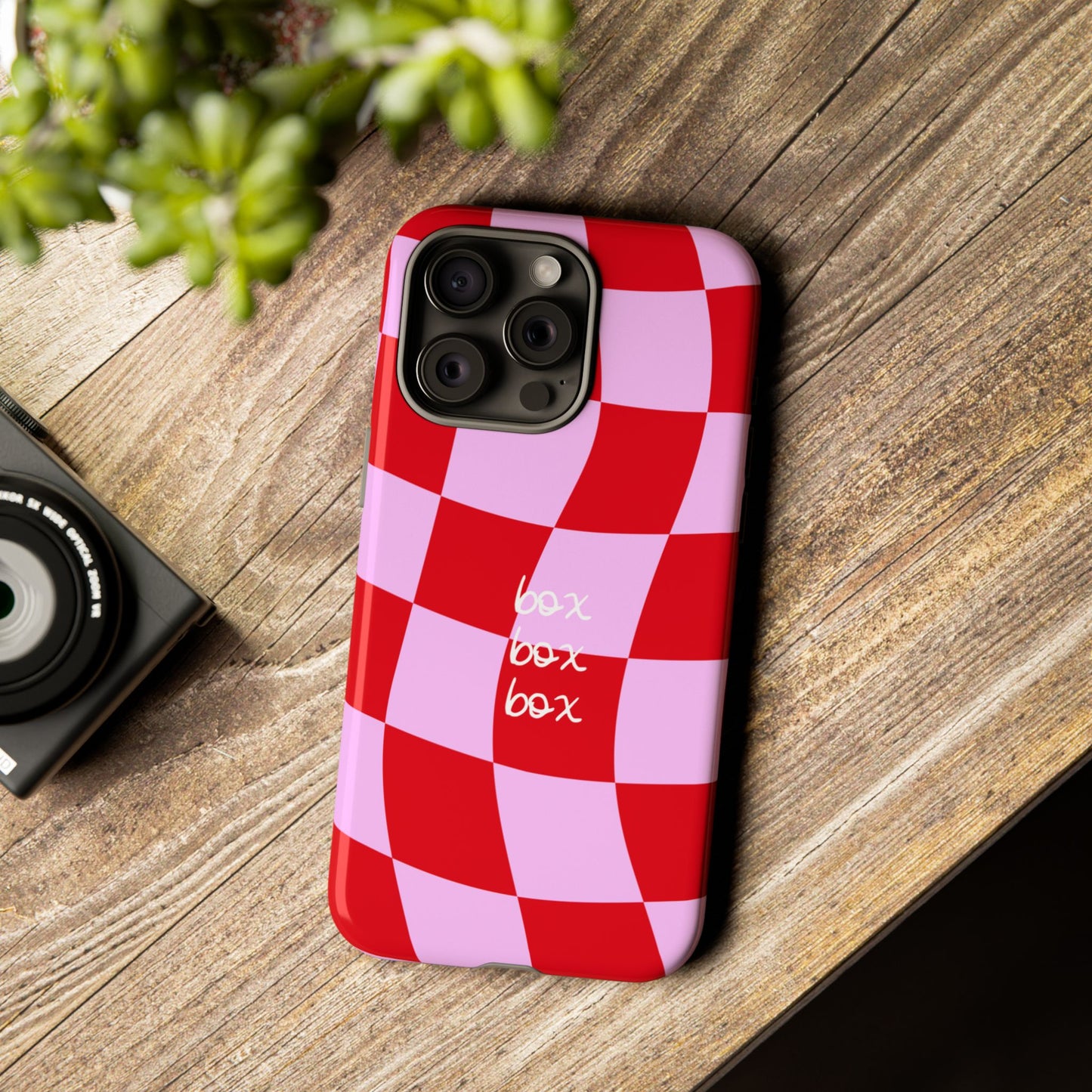 Pink and Red Checkered F1 Phone Case, Box Box Box F1 Phone Case