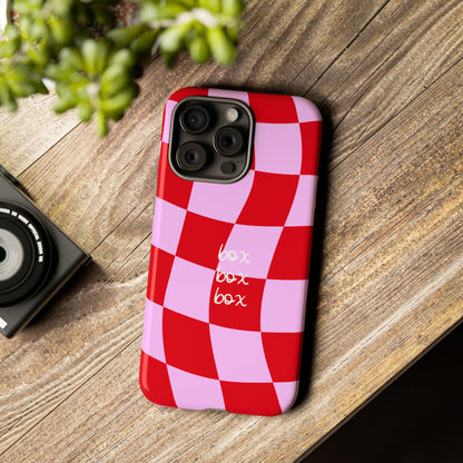 Pink and Red Checkered F1 Phone Case, Box Box Box F1 Phone Case