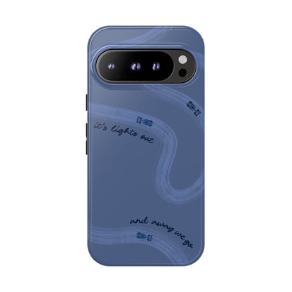 F1 Phone Case Monochrome Dark Blue Painted "its lights out and away we go", Trendy F1 Gift, Formula 1 Gift, Cute F1 Phone Case, Phone Case