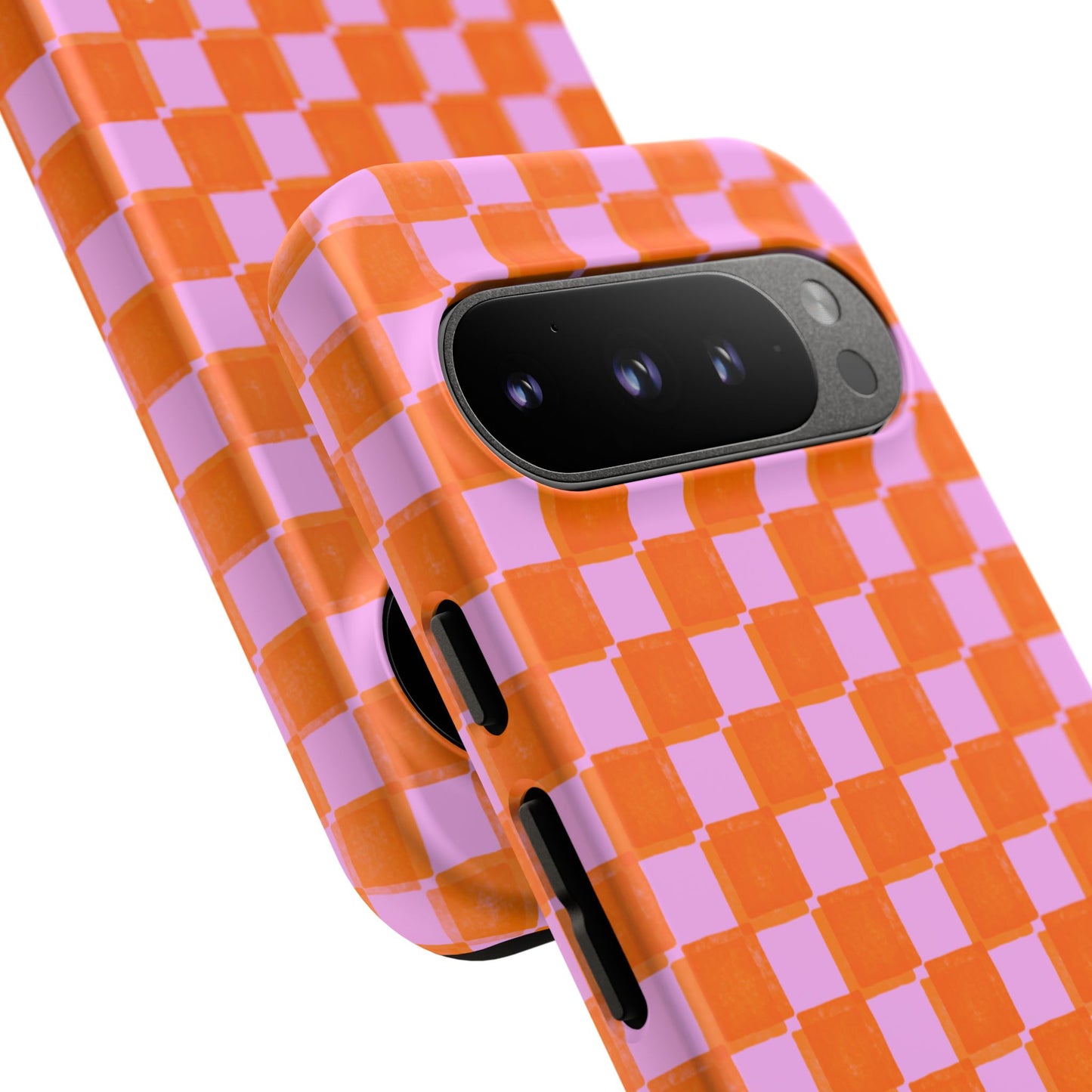 Simply Lovely Orange and Pink Checkered F1 Phone Case Design, Trendy F1 Gift, Formula 1 Gift, Cute F1 Phone Case