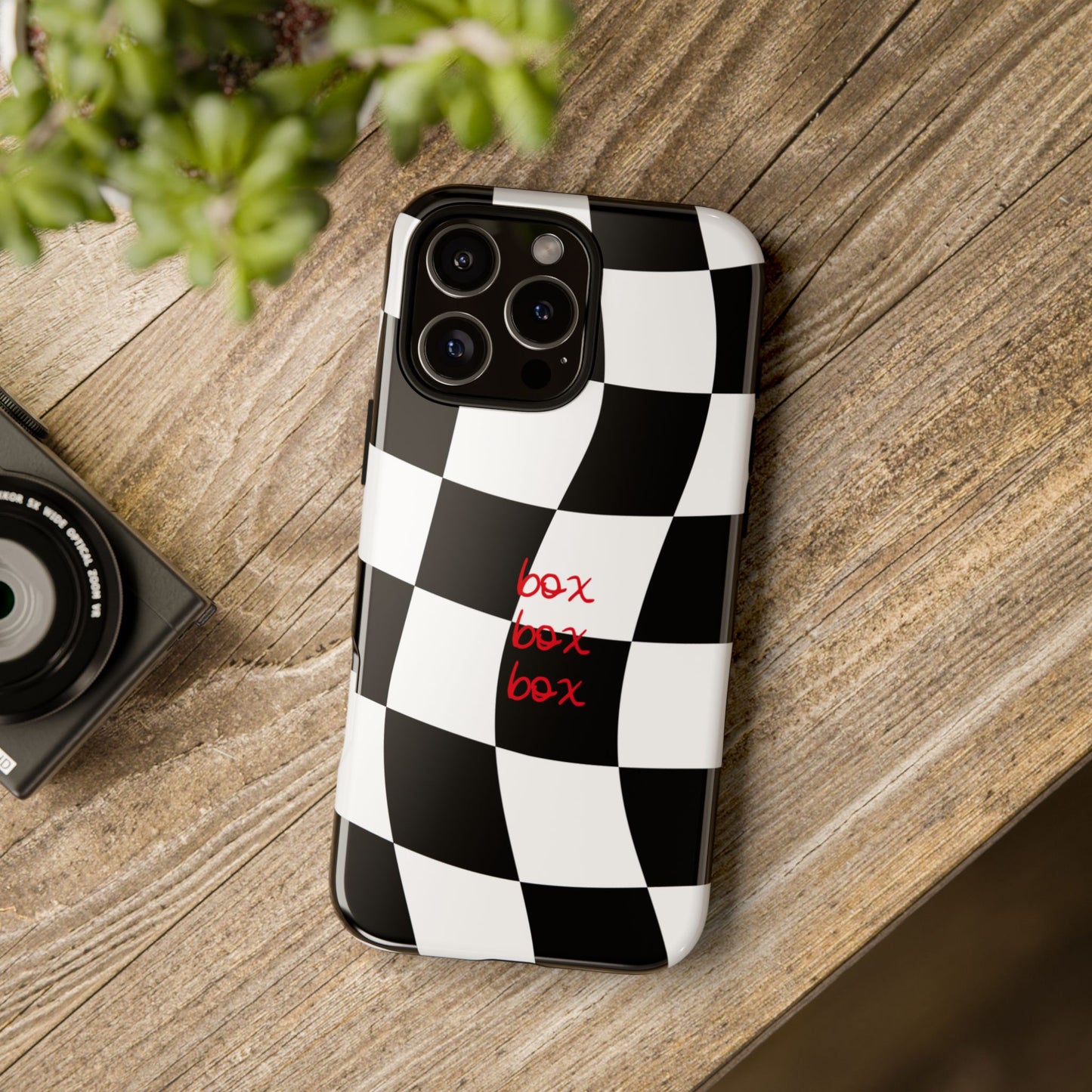 Black and Red Checkered F1 Phone Case, Box Box Box F1 Phone Case