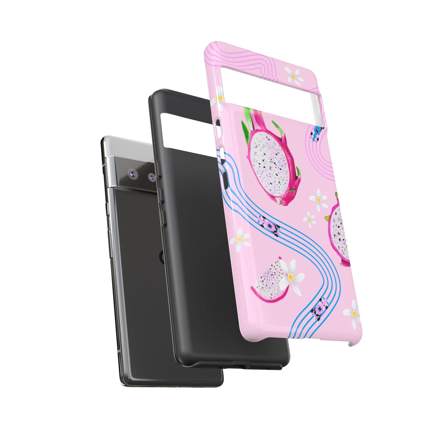 Pink F1 Alpine and Dragonfruit Phone Case, Trendy F1 Gift, Formula 1 Gift, Cute Fruit F1 Phone Case, Unique Phone Case
