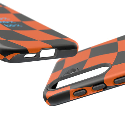 McLaren Orange and Black Checkered F1 Phone Case, Box Box Box F1 Phone Case