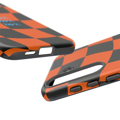 McLaren Orange and Black Checkered F1 Phone Case, Box Box Box F1 Phone Case