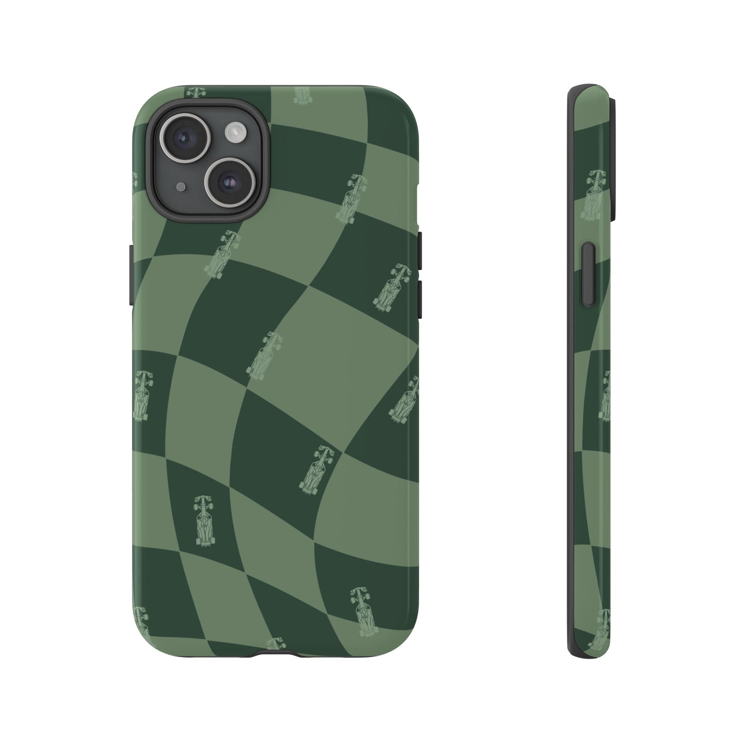 F1 Phone Case Green Checkerboard Design, Trendy F1 Gift, Formula 1 Gift, Cute F1 Phone Case, Unique Formula One Phone Case