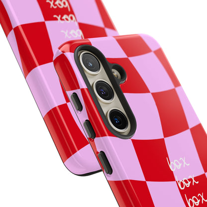 Pink and Red Checkered F1 Phone Case, Box Box Box F1 Phone Case