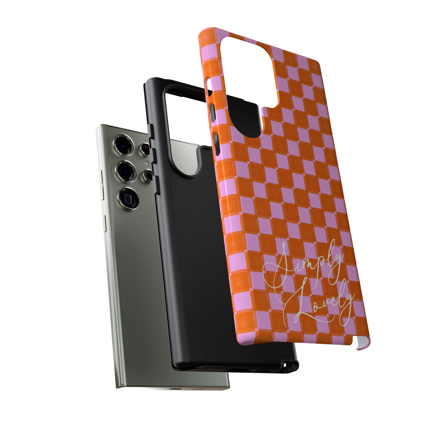 Simply Lovely Orange and Pink Checkered F1 Phone Case Design, Trendy F1 Gift, Formula 1 Gift, Cute F1 Phone Case