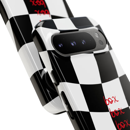 Black and Red Checkered F1 Phone Case, Box Box Box F1 Phone Case