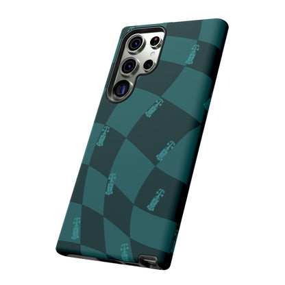 F1 Phone Case Teal Checkered Design, Trendy F1 Gift, Formula 1 Gift, Cute F1 Phone Case, Unique Formula One Phone Case