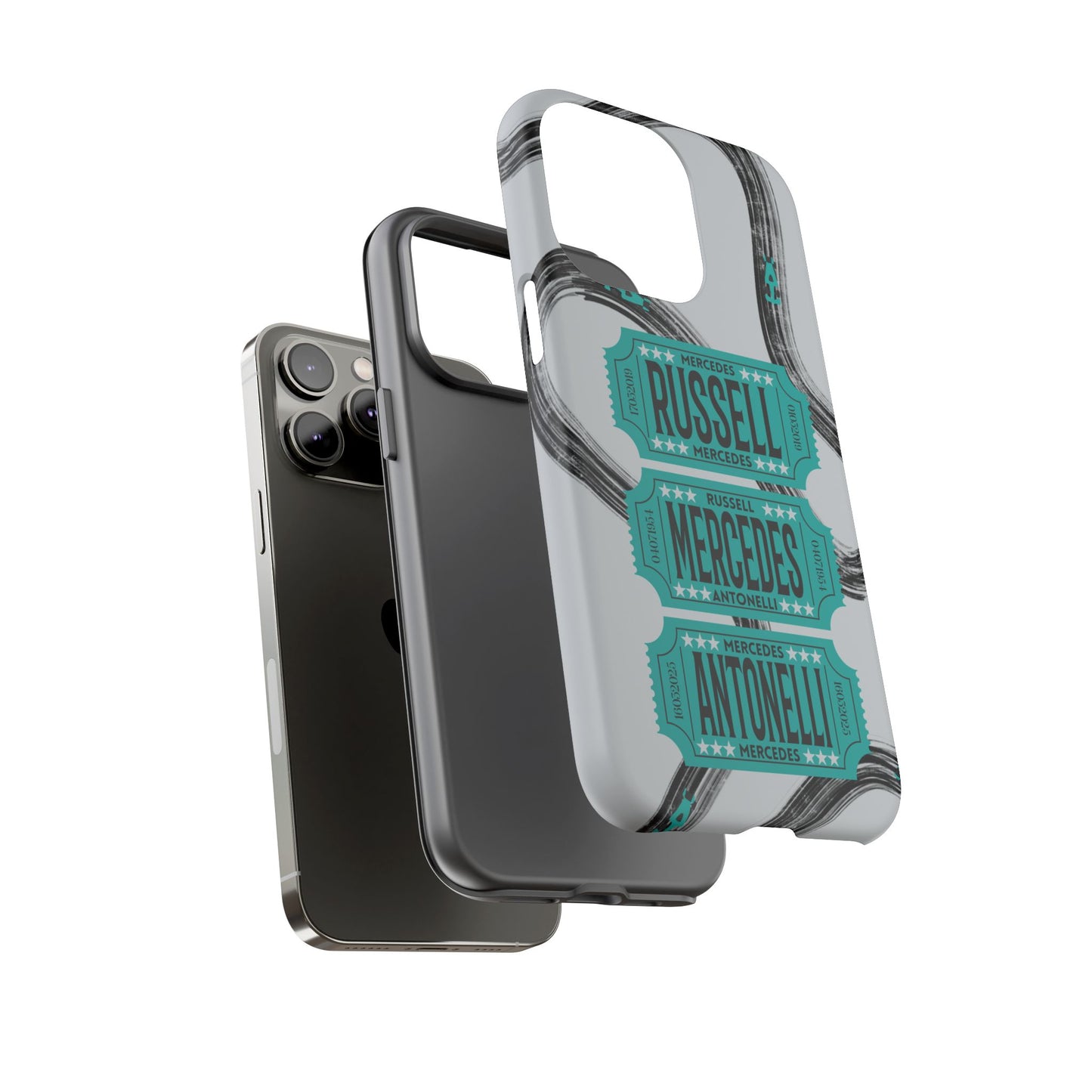 Mercedes F1 Phone Case Painted Ticket Stubs, Trendy F1 Gift, Formula 1 Gift, Cute F1 Phone Case