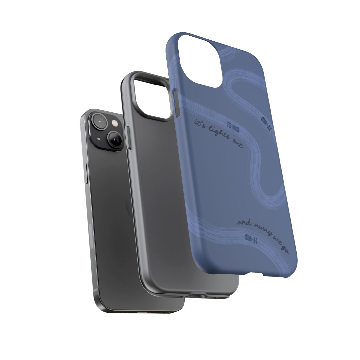F1 Phone Case Monochrome Dark Blue Painted "its lights out and away we go", Trendy F1 Gift, Formula 1 Gift, Cute F1 Phone Case, Phone Case