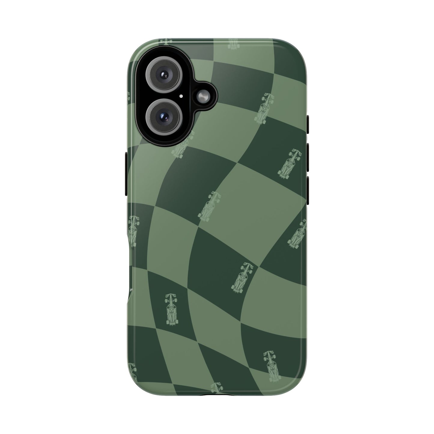 F1 Phone Case Green Checkerboard Design, Trendy F1 Gift, Formula 1 Gift, Cute F1 Phone Case, Unique Formula One Phone Case