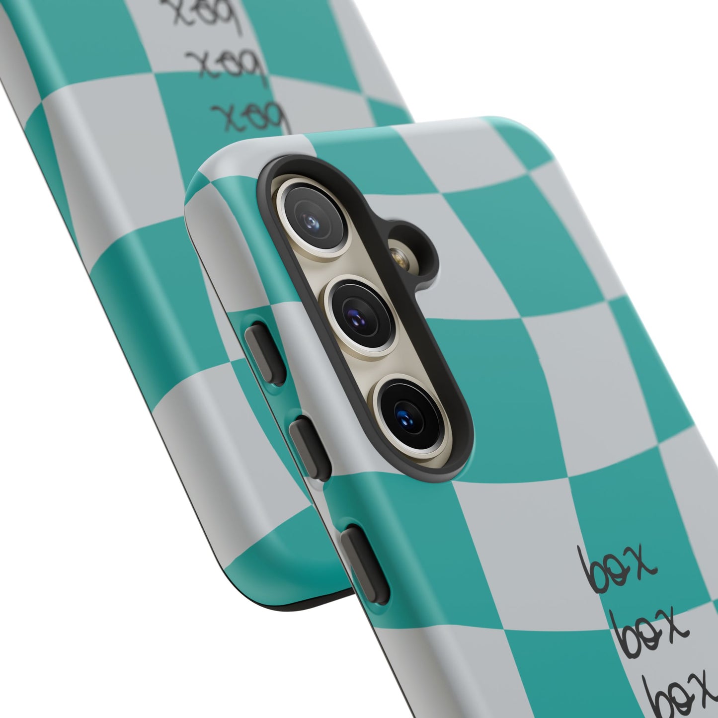 Mercedes Teal and Grey Checkered F1 Phone Case, Box Box Box F1 Phone Case