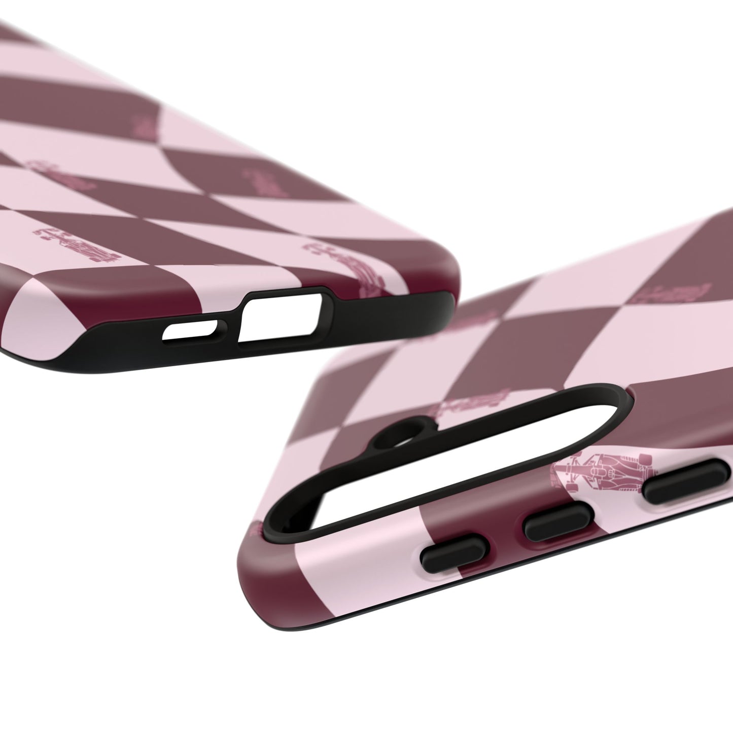 F1 Phone Case Pink Checkered Design, Trendy F1 Gift, Formula 1 Gift, Cute F1 Phone Case, Unique Formula One Phone Case