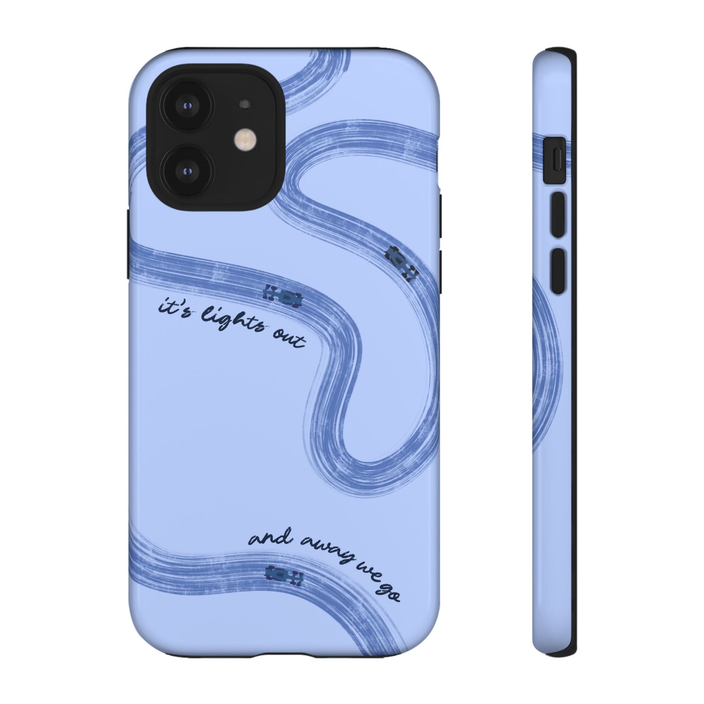 F1 Phone Case Monochrome Blue Painted "its lights out and away we go", Trendy F1 Gift, Formula 1 Gift, Cute F1 Phone Case, Phone Case