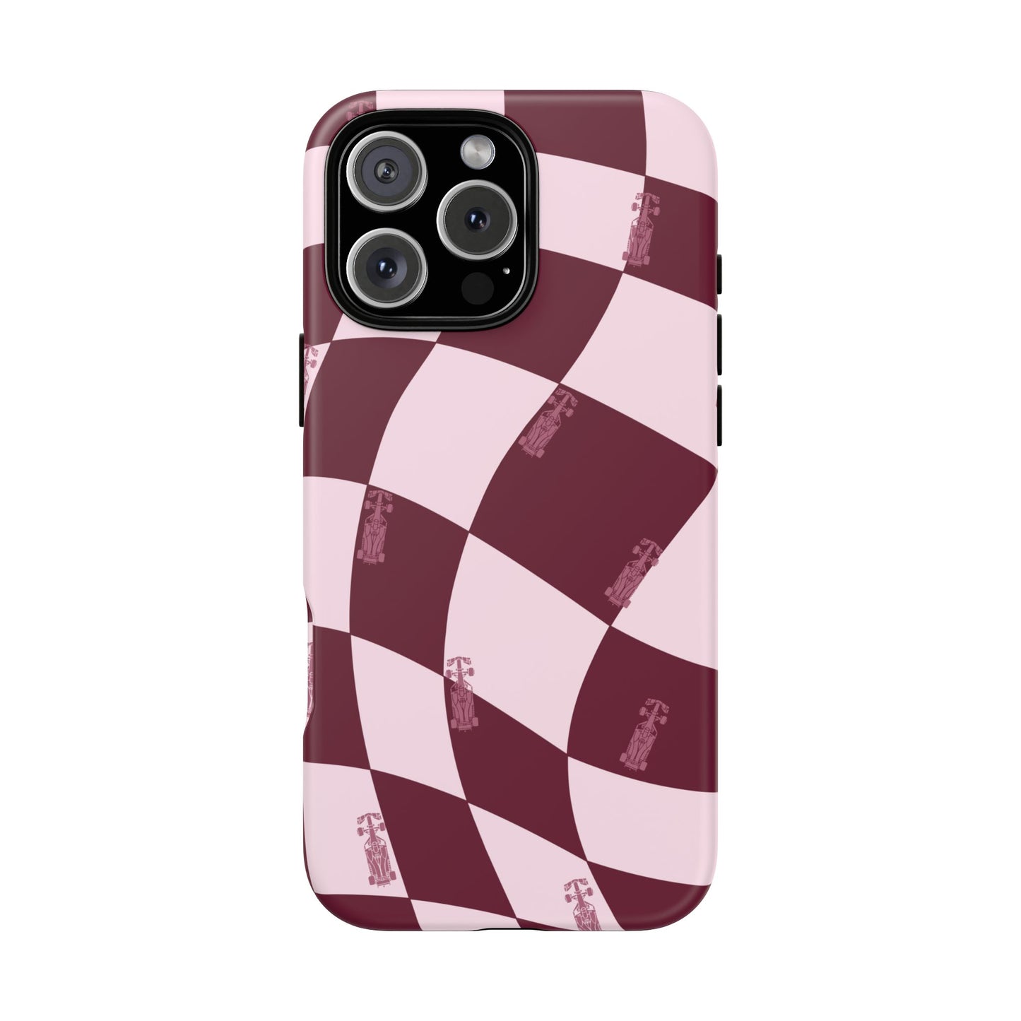 F1 Phone Case Pink Checkered Design, Trendy F1 Gift, Formula 1 Gift, Cute F1 Phone Case, Unique Formula One Phone Case