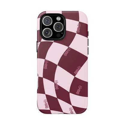 F1 Phone Case Pink Checkered Design, Trendy F1 Gift, Formula 1 Gift, Cute F1 Phone Case, Unique Formula One Phone Case