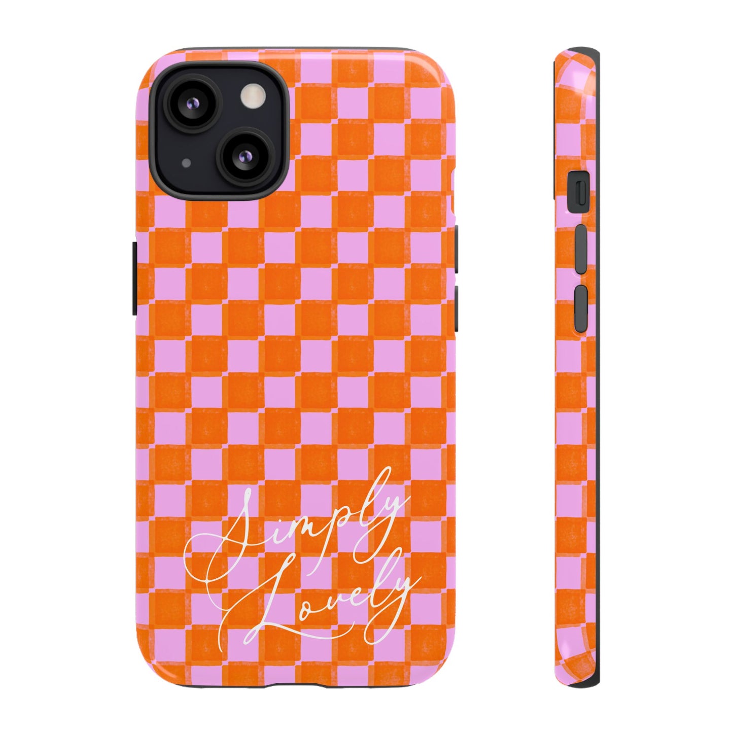 Simply Lovely Orange and Pink Checkered F1 Phone Case Design, Trendy F1 Gift, Formula 1 Gift, Cute F1 Phone Case