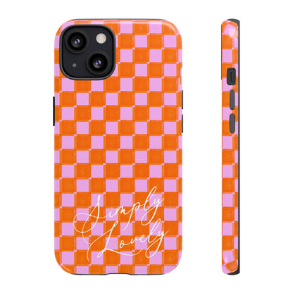 Simply Lovely Orange and Pink Checkered F1 Phone Case Design, Trendy F1 Gift, Formula 1 Gift, Cute F1 Phone Case