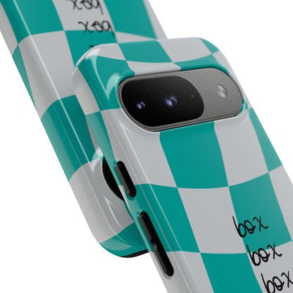 Mercedes Teal and Grey Checkered F1 Phone Case, Box Box Box F1 Phone Case