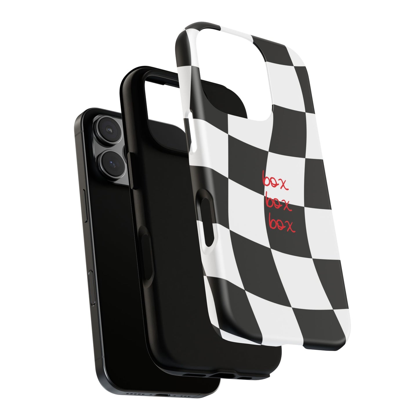 Black and Red Checkered F1 Phone Case, Box Box Box F1 Phone Case