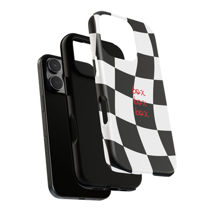 Black and Red Checkered F1 Phone Case, Box Box Box F1 Phone Case