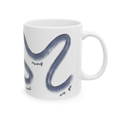 Blue F1 Painted It's Lights Out and Away We Go Mug, Unique Gift for Coffee Lovers, Whimsical Formula 1 Gift