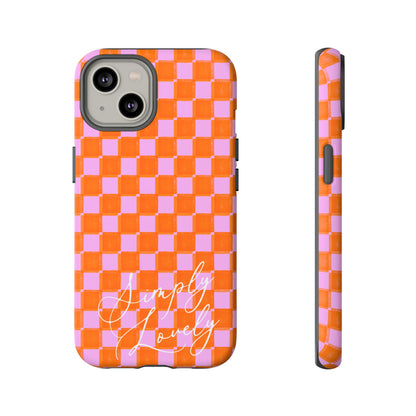 Simply Lovely Orange and Pink Checkered F1 Phone Case Design, Trendy F1 Gift, Formula 1 Gift, Cute F1 Phone Case