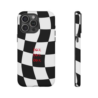 Black and Red Checkered F1 Phone Case, Box Box Box F1 Phone Case