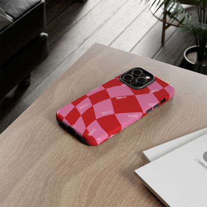 F1 Phone Case Pink and Red Checkerboard Design, Trendy F1 Gift, Girly Formula 1 Gift, Cute F1 Phone Case, Unique Formula One Phone Case