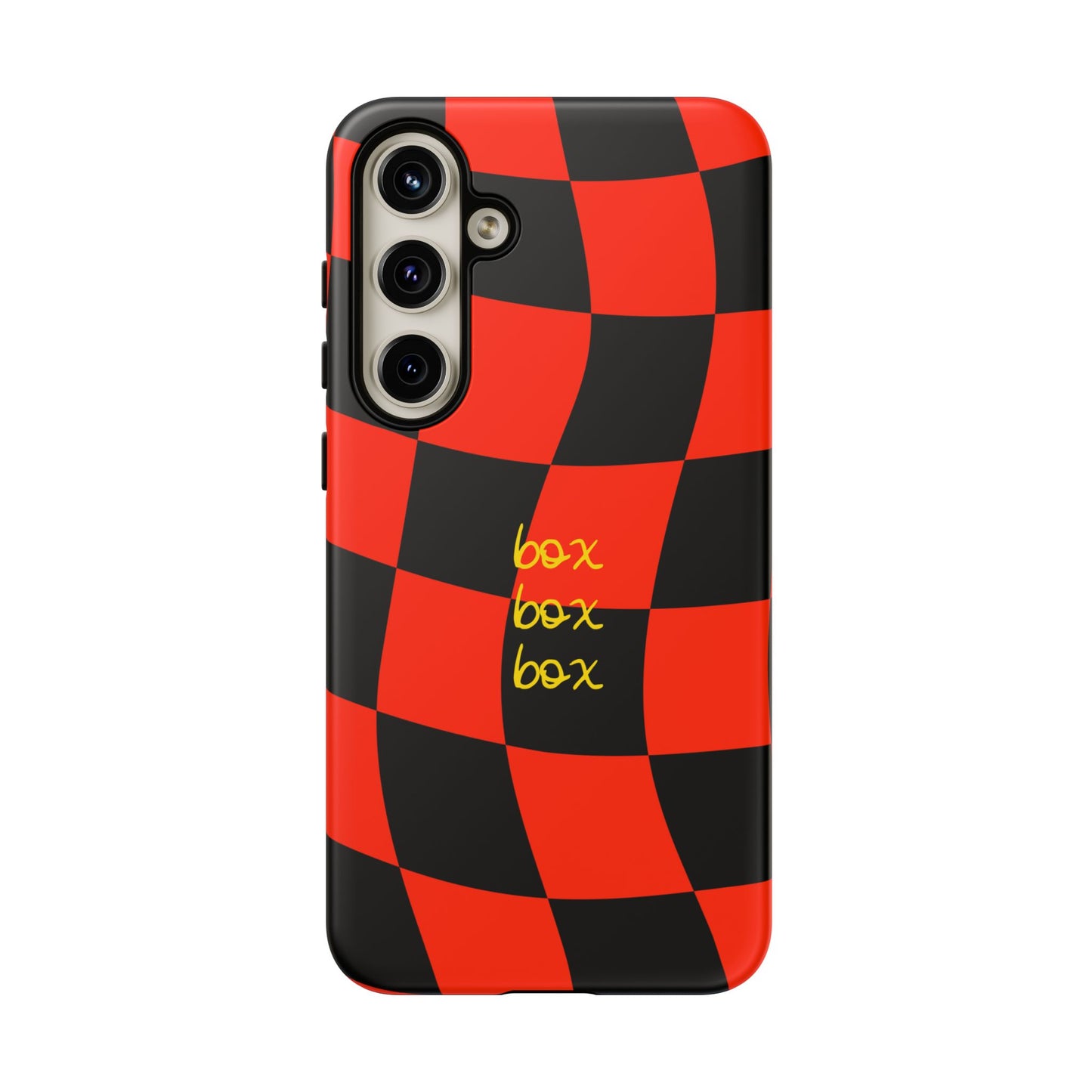 F1 Ferrari Black and Red Checkered Phone Case, Box Box Box F1 Phone Case