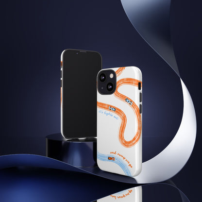 McLaren F1 Phone Case Orange and Blue Painted "its lights out and away we go", Trendy F1 Gift, Formula 1 Gift, Cute F1 Phone Case