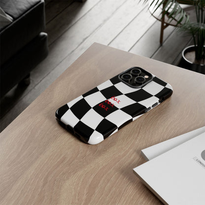 Black and Red Checkered F1 Phone Case, Box Box Box F1 Phone Case