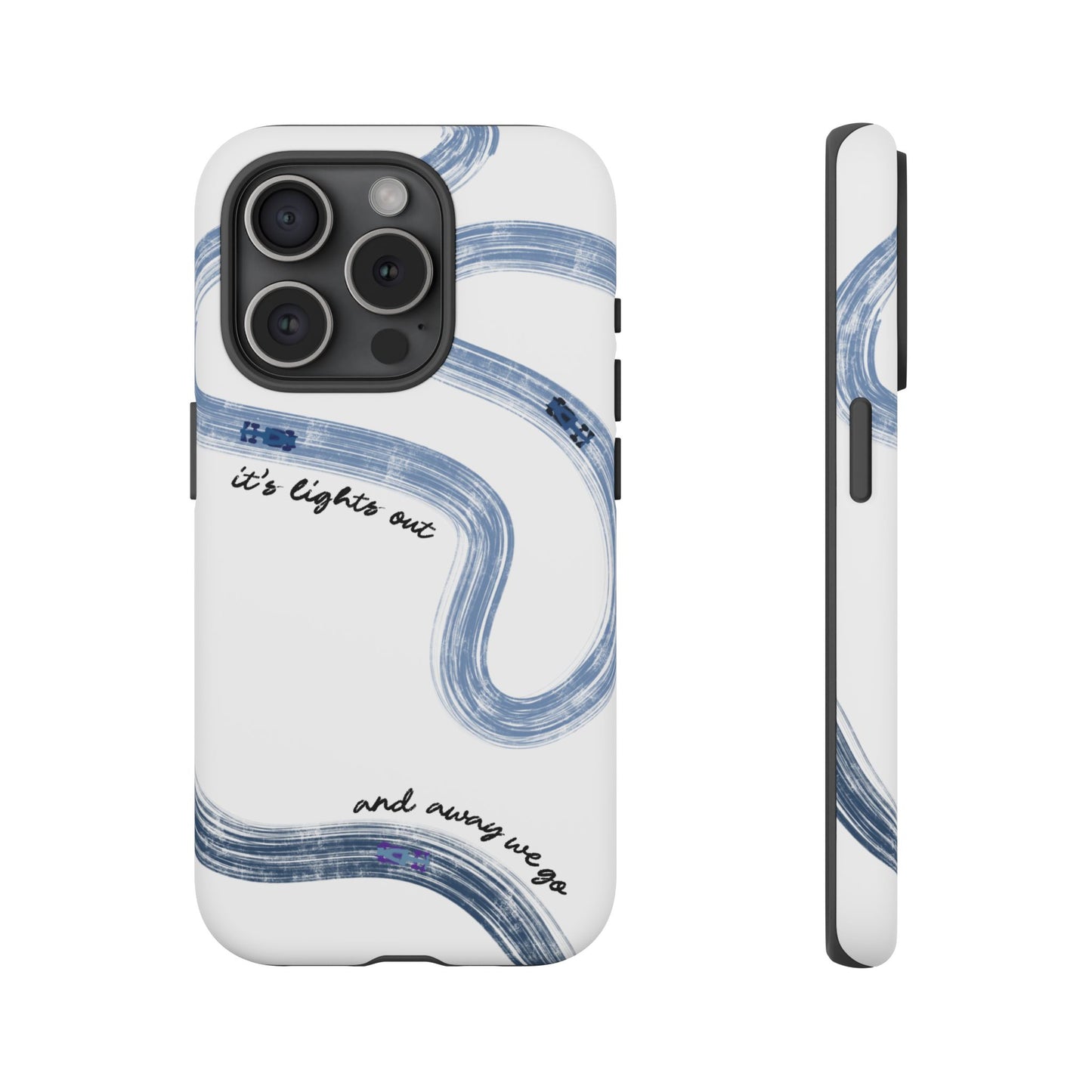 F1 Phone Case Blue Painted "its lights out and away we go", Trendy F1 Gift, Formula 1 Gift, Cute F1 Phone Case, Gift for F1 Fans