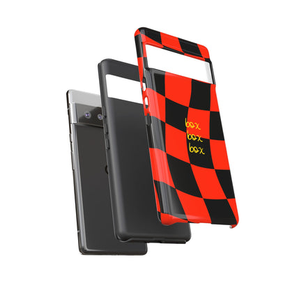 F1 Ferrari Black and Red Checkered Phone Case, Box Box Box F1 Phone Case
