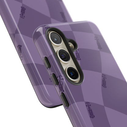 F1 Phone Case Purple Checkered Design, Trendy F1 Gift, Formula 1 Gift, Cute F1 Phone Case, Unique Formula One Phone Case