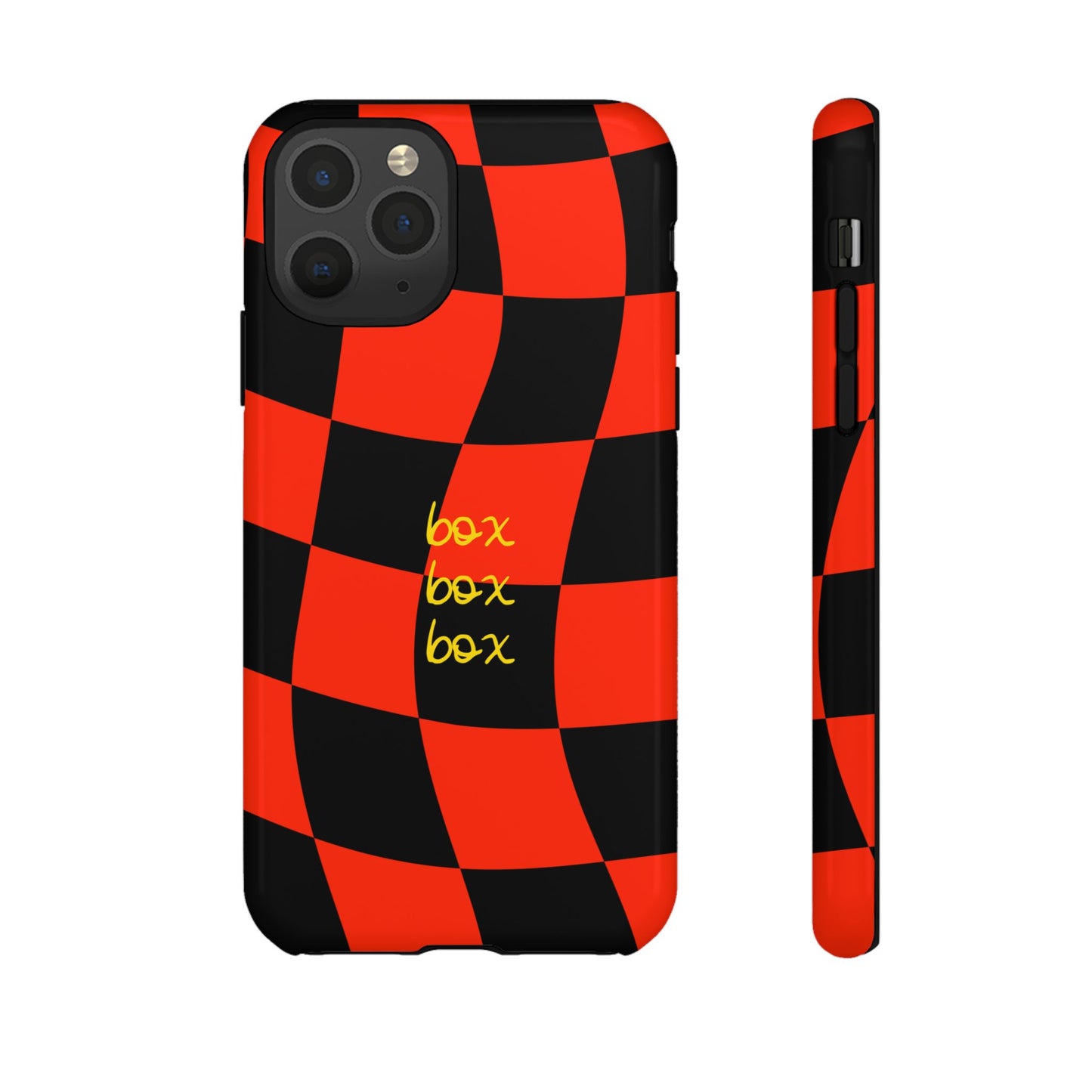 F1 Ferrari Black and Red Checkered Phone Case, Box Box Box F1 Phone Case