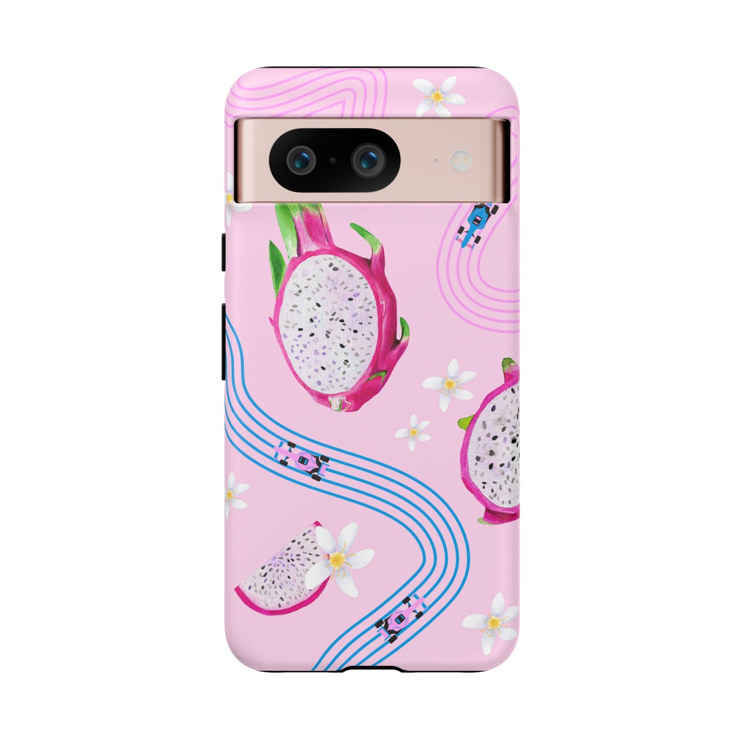 Pink F1 Alpine and Dragonfruit Phone Case, Trendy F1 Gift, Formula 1 Gift, Cute Fruit F1 Phone Case, Unique Phone Case
