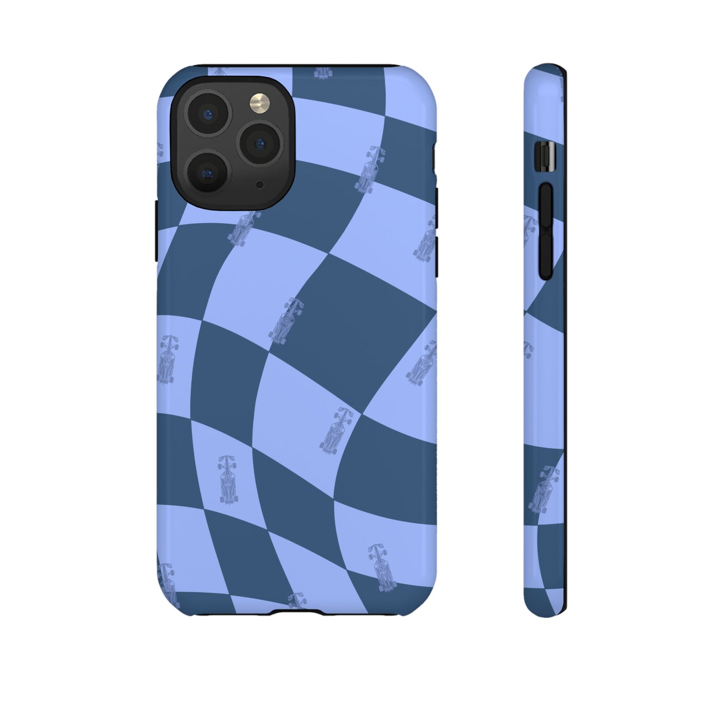 F1 Phone Case Blue Checkerboard Design, Trendy F1 Gift, Formula 1 Gift, Cute F1 Phone Case, Unique Formula One Phone Case