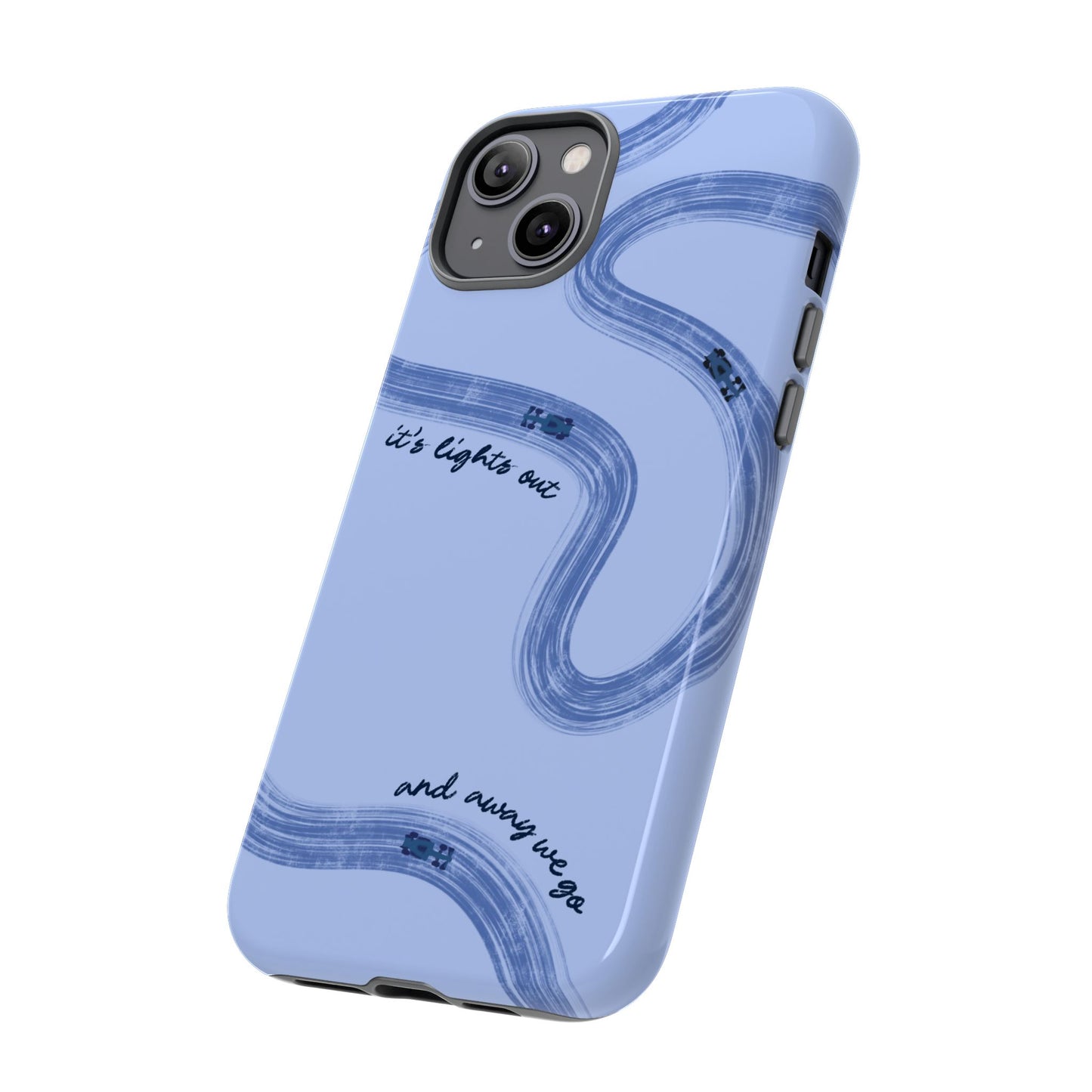 F1 Phone Case Monochrome Blue Painted "its lights out and away we go", Trendy F1 Gift, Formula 1 Gift, Cute F1 Phone Case, Phone Case