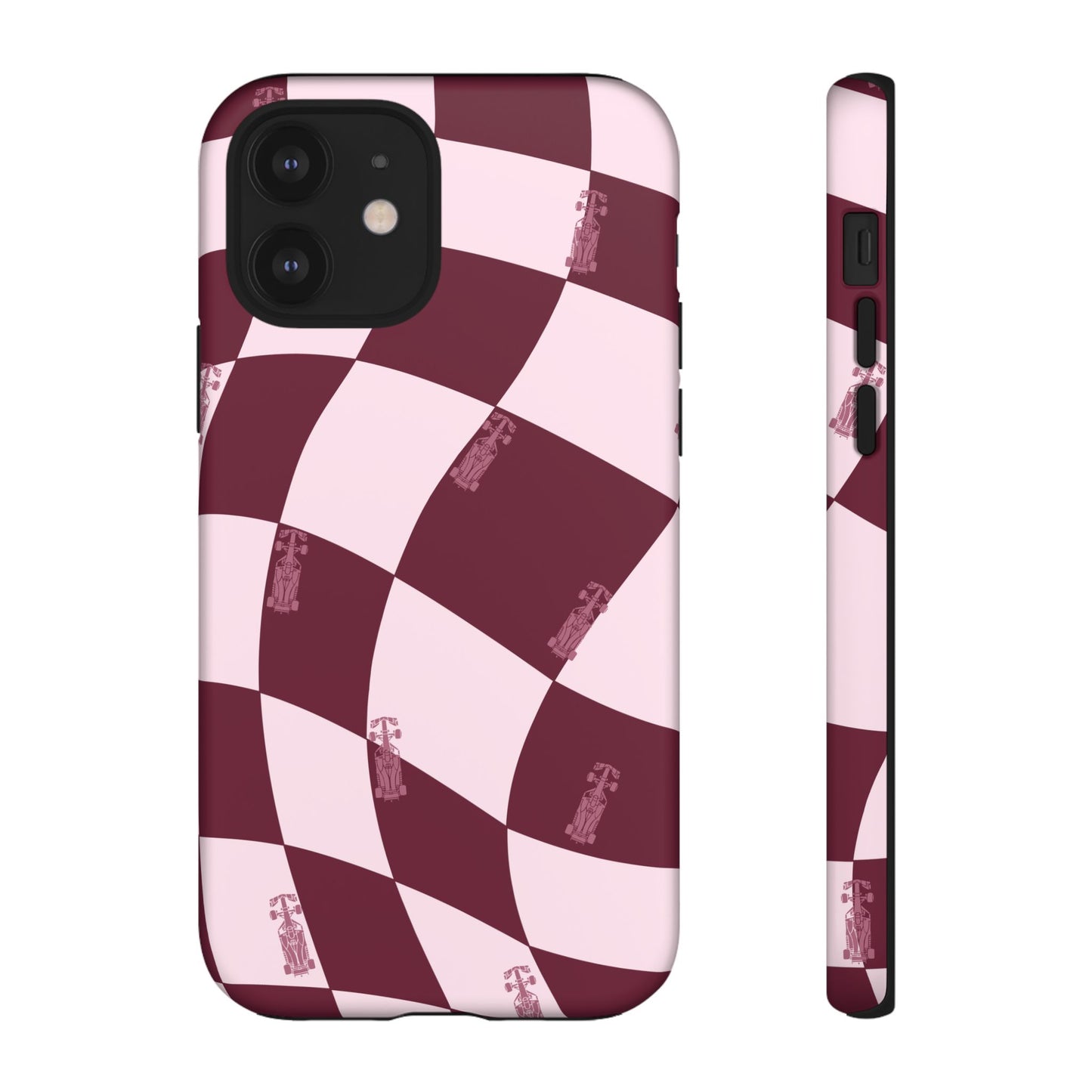 F1 Phone Case Pink Checkered Design, Trendy F1 Gift, Formula 1 Gift, Cute F1 Phone Case, Unique Formula One Phone Case