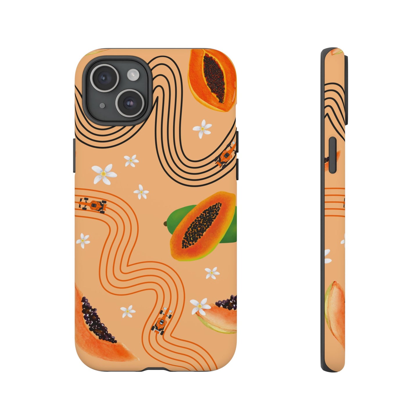 Orange F1 McLaren and Papaya Phone Case, Trendy F1 Gift, Formula 1 Gift, Cute Fruit F1 Phone Case, Unique Phone Case