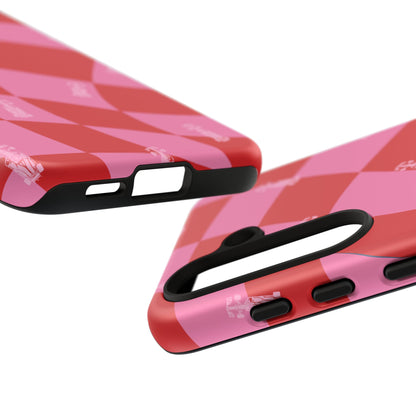 F1 Phone Case Pink and Red Checkerboard Design, Trendy F1 Gift, Girly Formula 1 Gift, Cute F1 Phone Case, Unique Formula One Phone Case