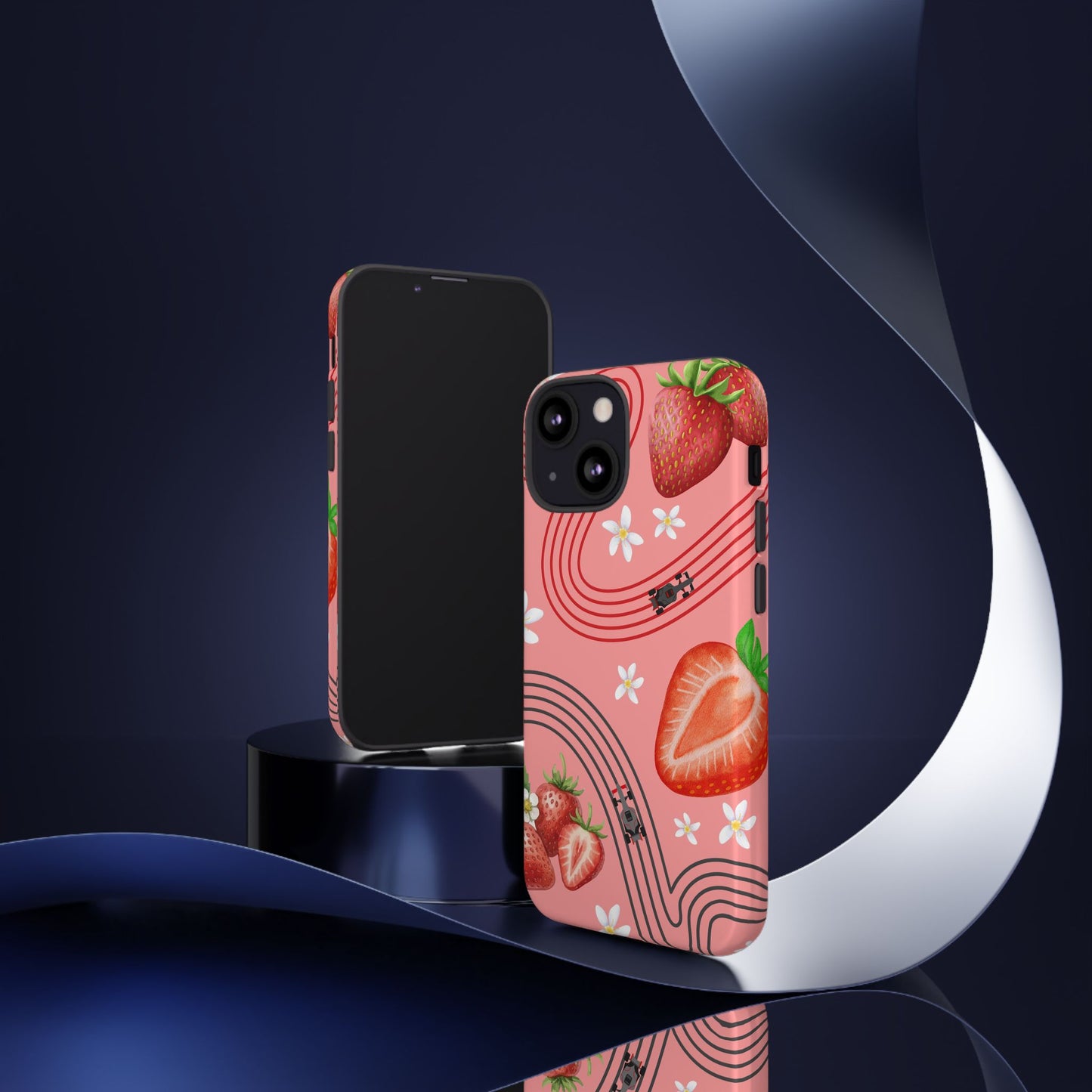 Red F1 Audi and Strawberries Phone Case, Trendy F1 Gift, Formula 1 Gift, Cute Fruit F1 Phone Case, Unique Phone Case