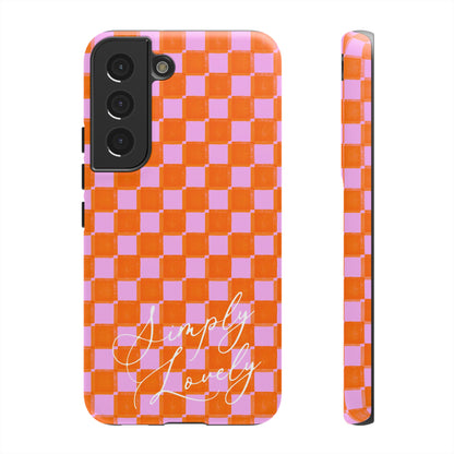 Simply Lovely Orange and Pink Checkered F1 Phone Case Design, Trendy F1 Gift, Formula 1 Gift, Cute F1 Phone Case