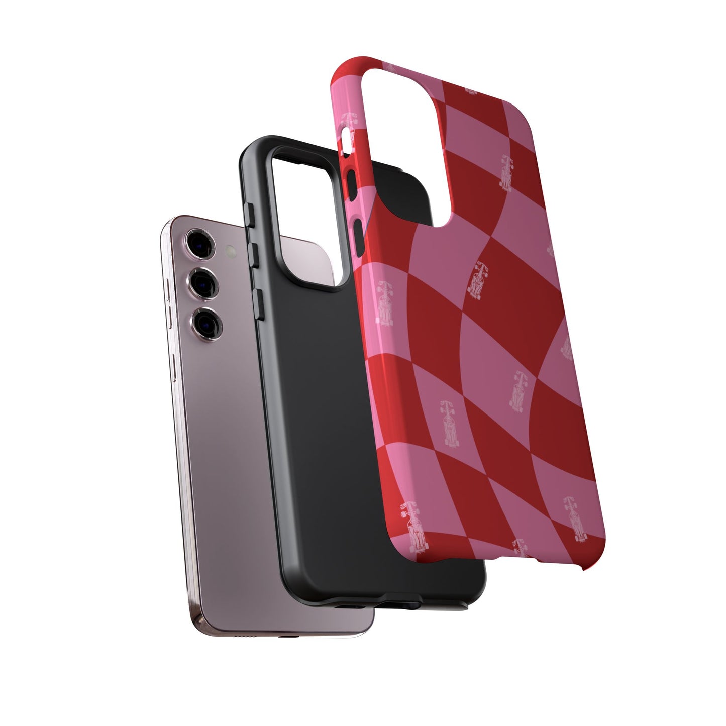 F1 Phone Case Pink and Red Checkerboard Design, Trendy F1 Gift, Girly Formula 1 Gift, Cute F1 Phone Case, Unique Formula One Phone Case