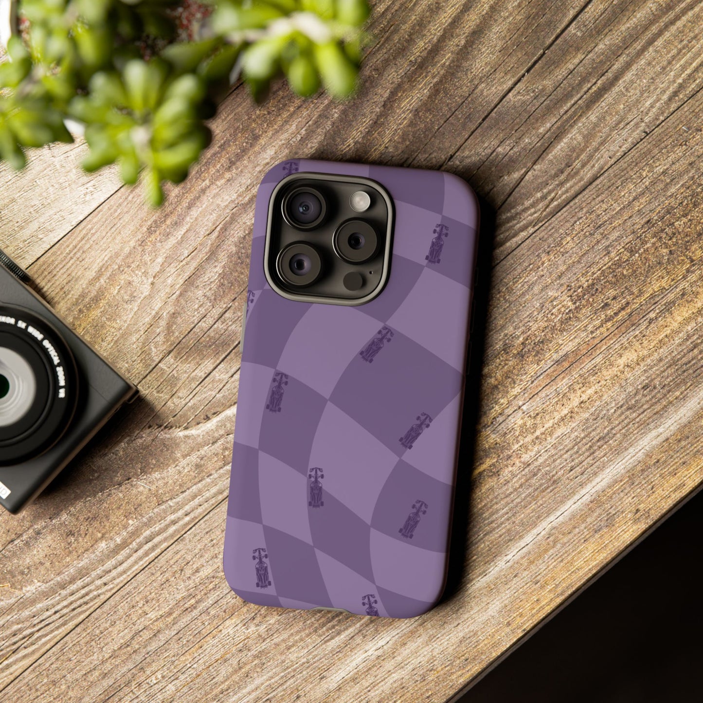 F1 Phone Case Purple Checkered Design, Trendy F1 Gift, Formula 1 Gift, Cute F1 Phone Case, Unique Formula One Phone Case