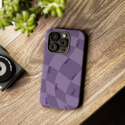 F1 Phone Case Purple Checkered Design, Trendy F1 Gift, Formula 1 Gift, Cute F1 Phone Case, Unique Formula One Phone Case