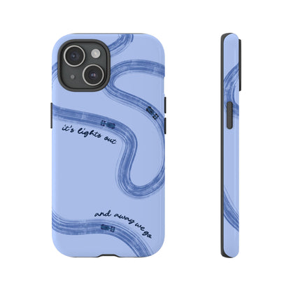 F1 Phone Case Monochrome Blue Painted "its lights out and away we go", Trendy F1 Gift, Formula 1 Gift, Cute F1 Phone Case, Phone Case