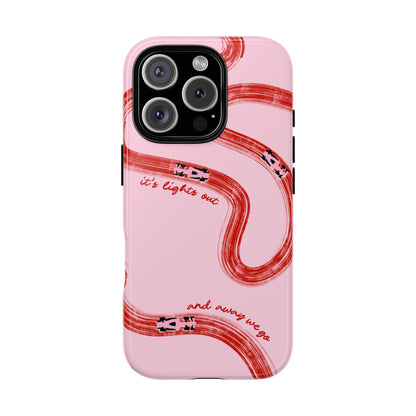 F1 Phone Case Pink and Red Painted "its lights out and away we go", Trendy F1 Gift, Formula 1 Gift, Cute F1 Phone Case, Unique Phone Case